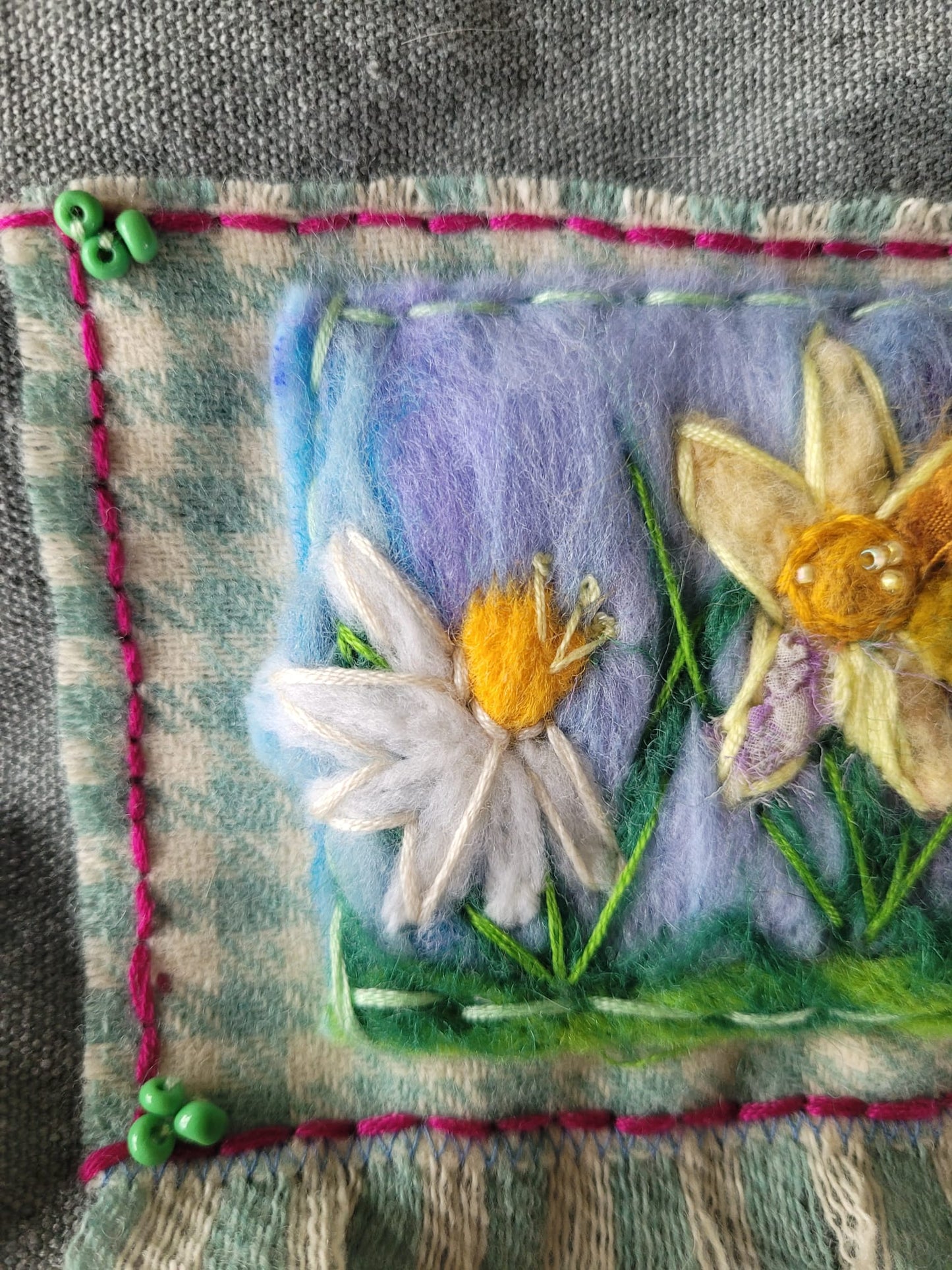 Felted Daffodil Zipper Pouch