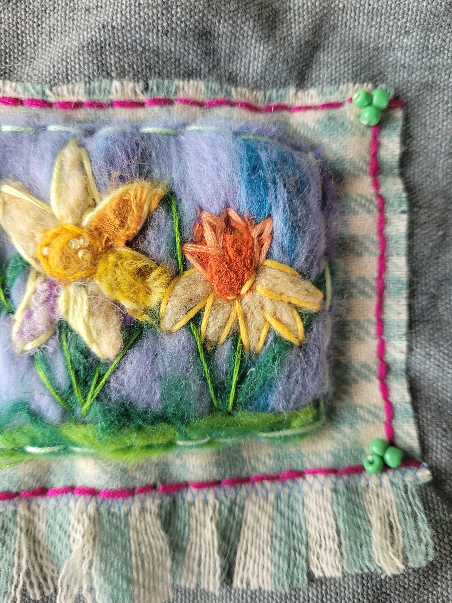 Felted Daffodil Zipper Pouch