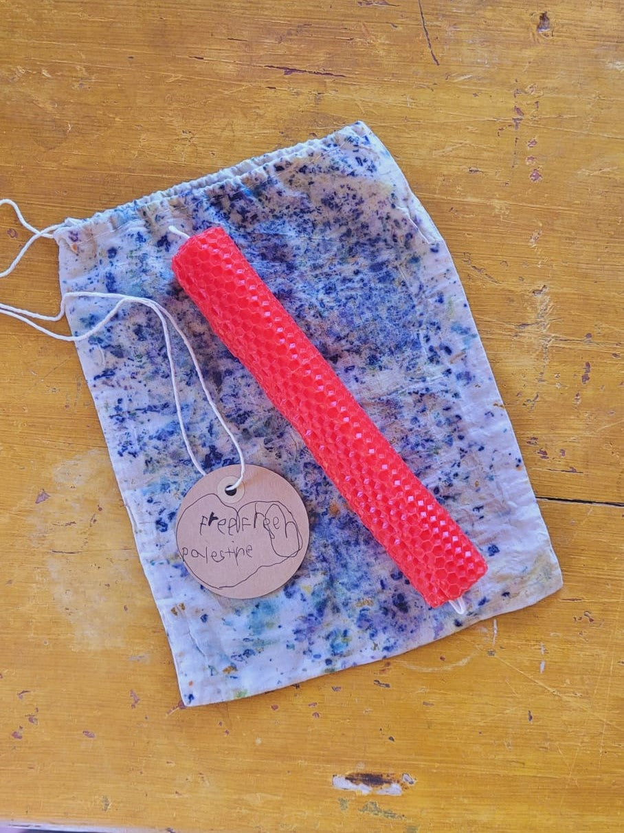 Art for Gaza | Hand-Rolled Beeswax Candle by Jane (age 6)