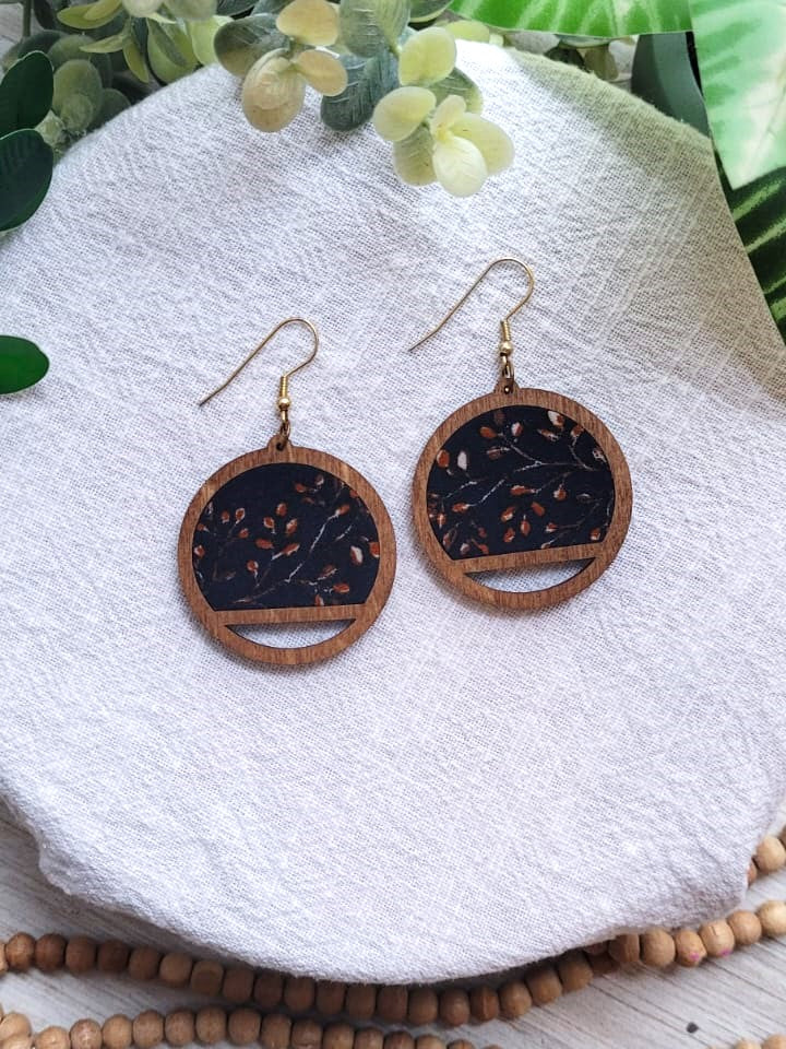 Ilan | Burnt Orange and Navy Botanical Dangles