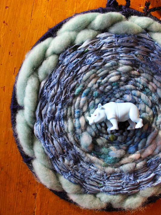 Art for Gaza | Shades of Blue Rhino Weaving by Seespriya