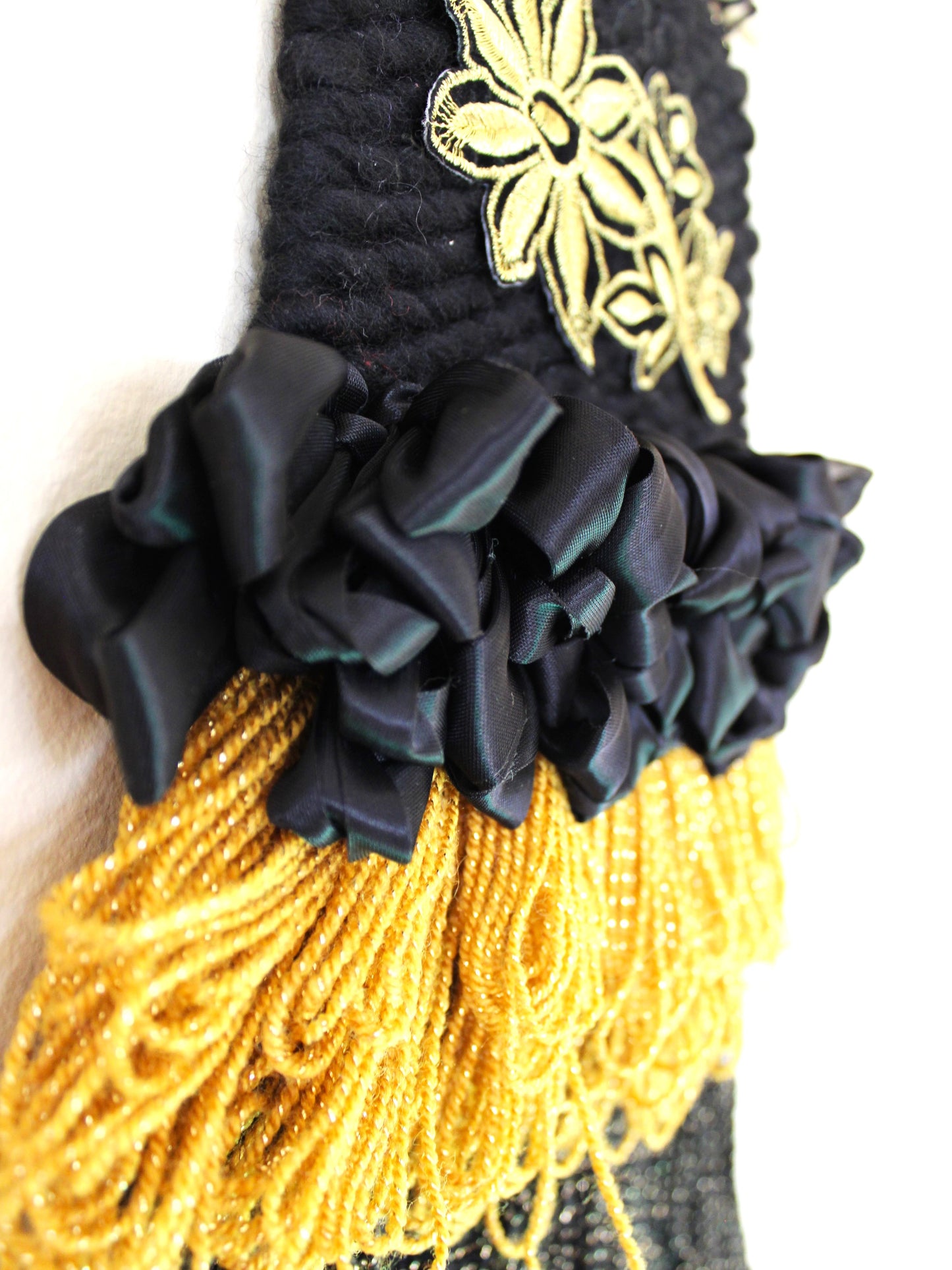 Art for Gaza | Black and Gold Floral Weaving by Seespriya