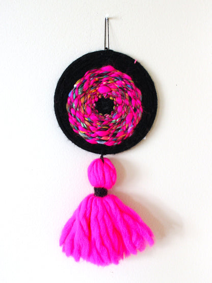 Art for Gaza | Bright Pink & Black Textile Weaving by Seespriya