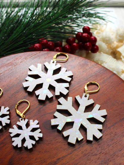 Khione | Glitter Snowflake Dangles (two sizes)