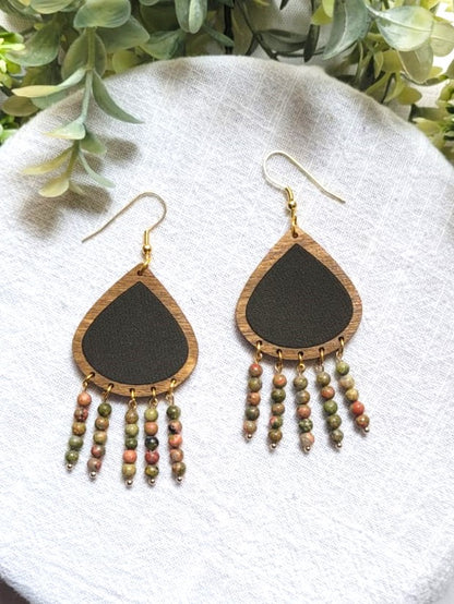 Gemma | Olive & Ukanite Beaded Dangles