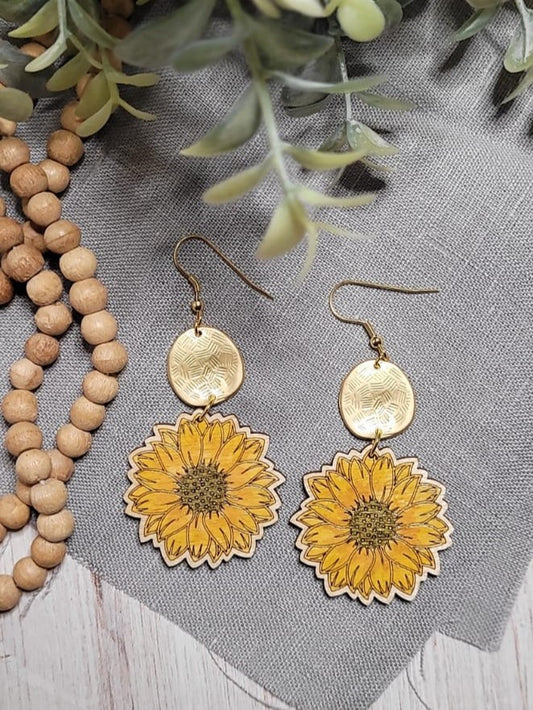 Krystal | Hand-painted Sunflower Dangles