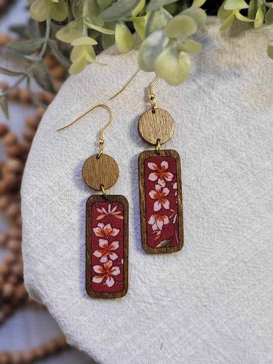 Reyna | Burgandy & Pink Floral Dangles