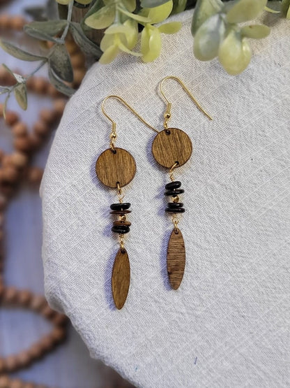 Eileen | Natural Shell and Wood Dangles