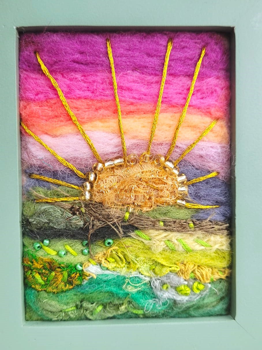 blissfully unaware of time | Sunset / Sunrise Textile Collage