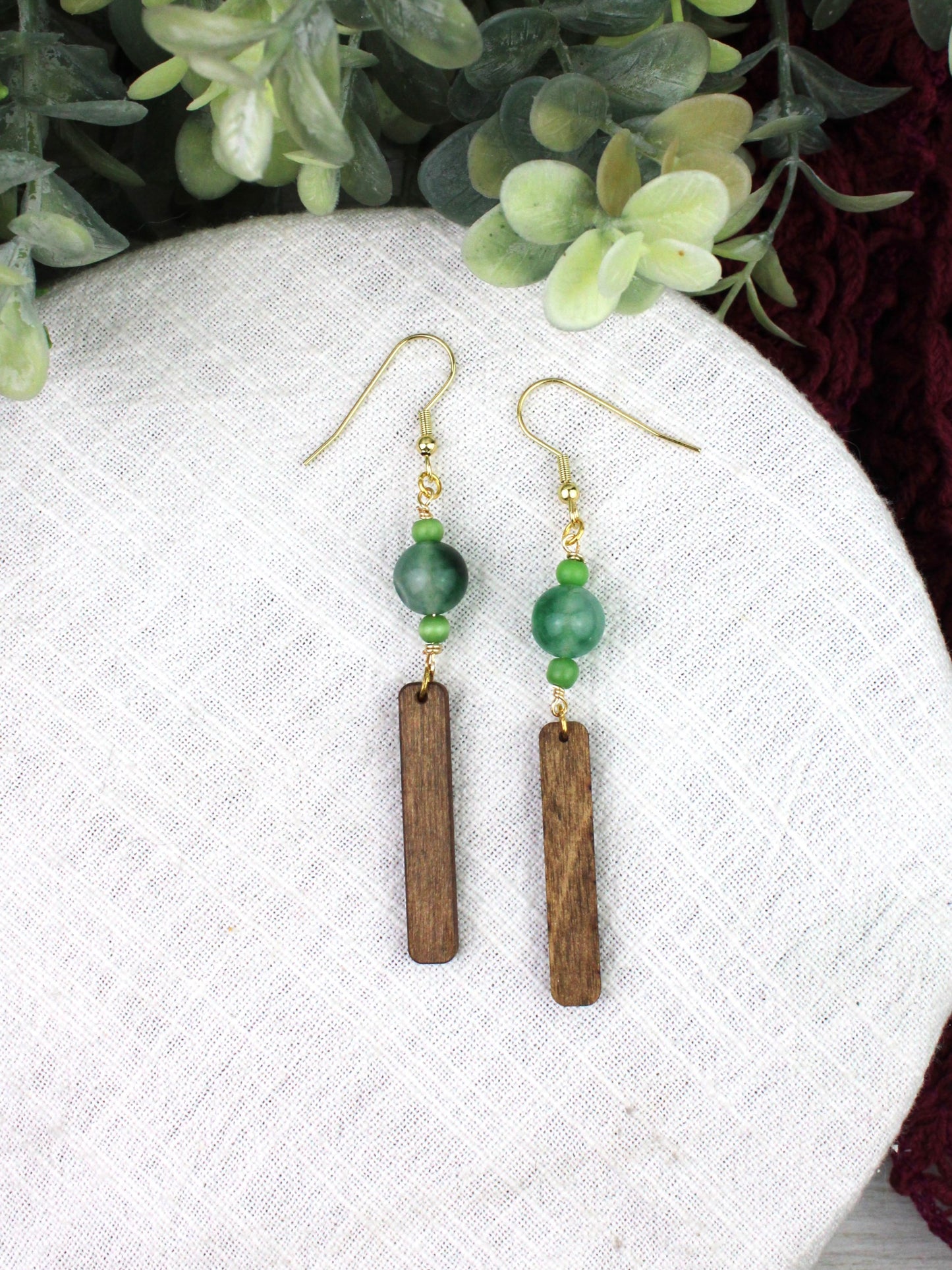 Ivy | Jade, Glass and Wood Dangles