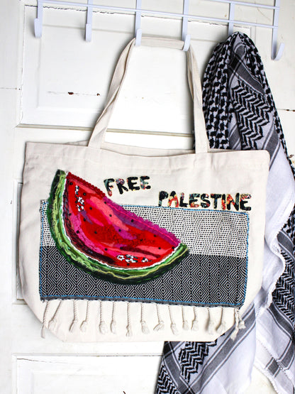 Art for Gaza | FREE PALESTINE Watermelon Totebag