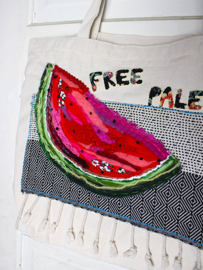 Art for Gaza | FREE PALESTINE Watermelon Totebag