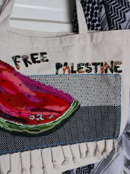 Art for Gaza | FREE PALESTINE Watermelon Totebag