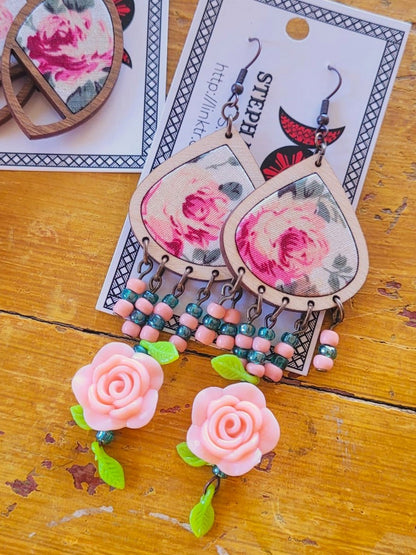 Art for Gaza | Charming Rose Dangles by Stephanie