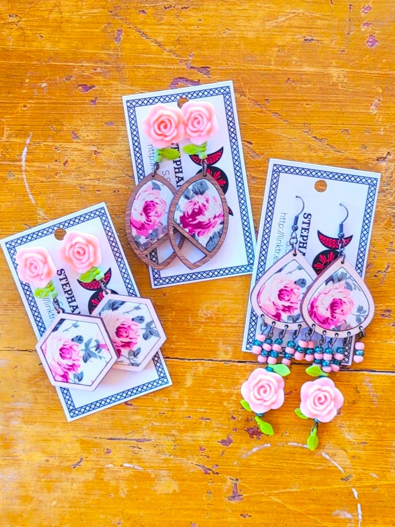 Art for Gaza | Charming Rose Dangles by Stephanie