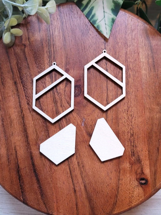 Earring Blanks | Elongated Hexagons w/ Cutouts
