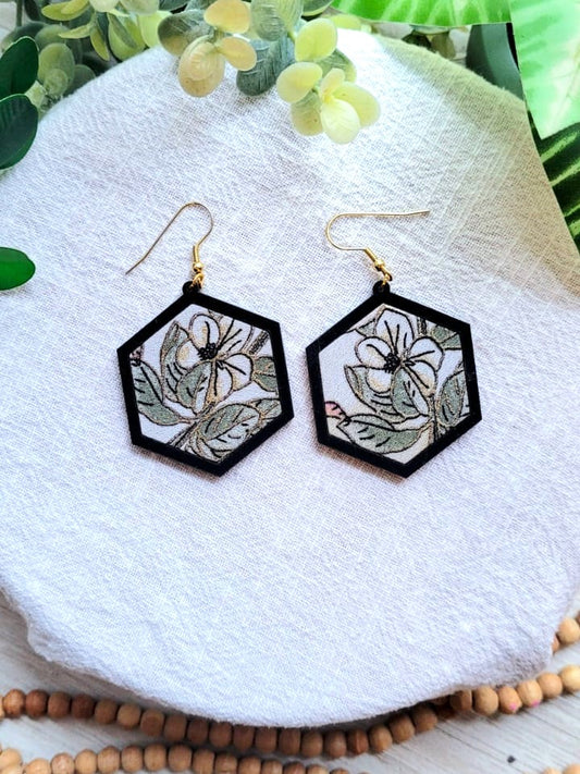 Alma | White and Gold Floral Dangles